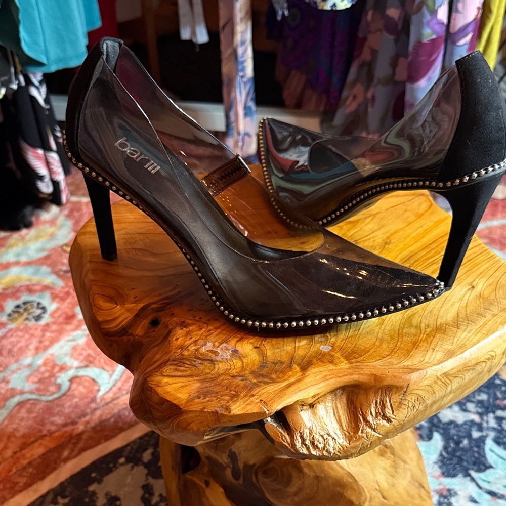 Bar III Black and Clear Studded Heels